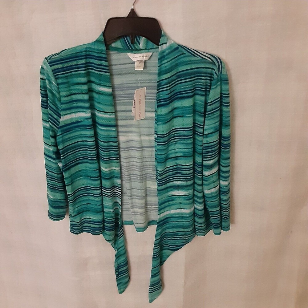 Brand New W/ Tags Christopher & Banks Women's M Turquoise/ Aqua Tie-Front Shrug!